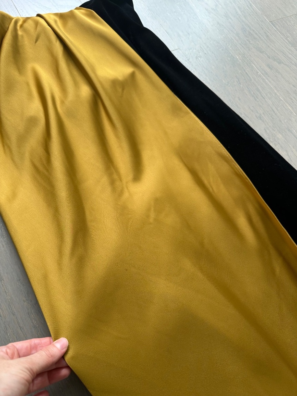 Et Ochs MARILYN Patina Black Yellow Velvet Strapless Maxi Dress Gown - Size 6 - Picture 7 of 11